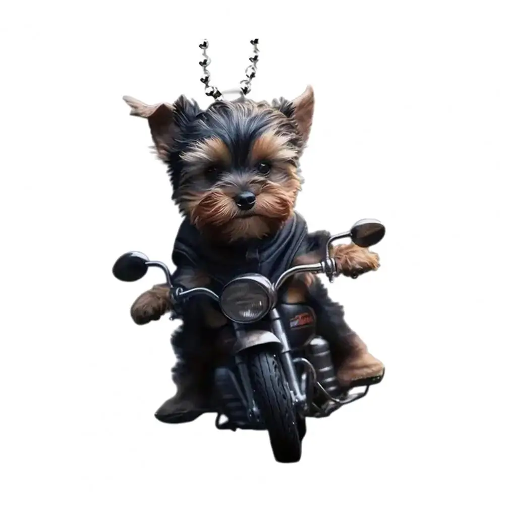 

Акриловый автомобильный кулон для щенка езды на мотоцикле, подвесной кулон, украшение для зеркала заднего вида, подвеска в виде животного, аксессуары для салона автомобиля
