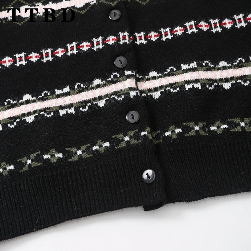 TTBD 2024 осеннее новое женское модное однобортное вязаное пальто куртка