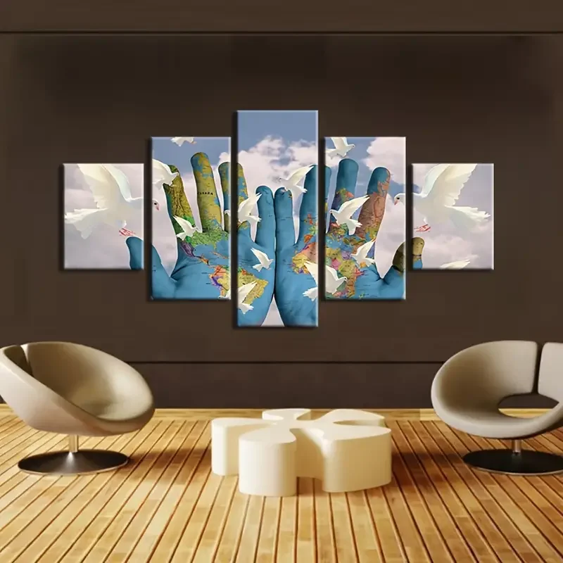 Современный абстрактный художественный набор из 5 предметов включая холст с