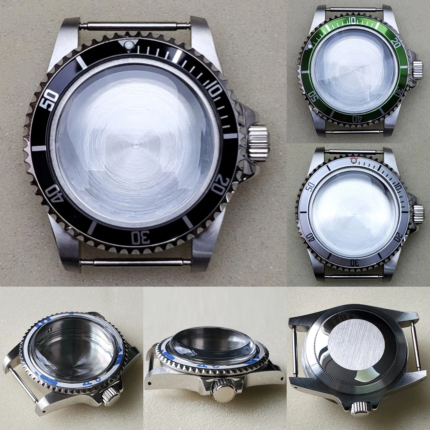 39.5MM Stainless Steel Watch Case for NH35 NH36 Movement Watch Repair Part, 100 Meters Super Waterproof Convex Mirror Watch Case