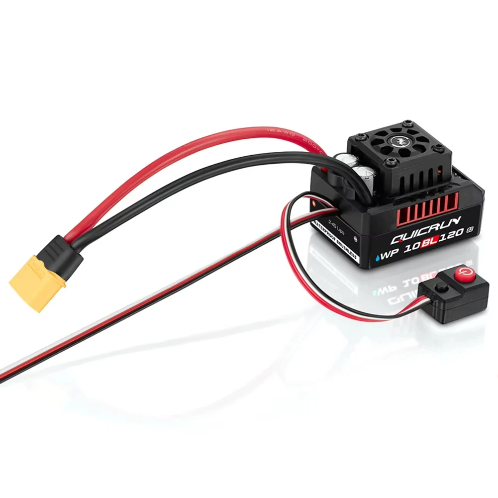 Фото Hobbywing QUICRUN WP 10BL120 G2 120A Бесколлекторный ESC, водонепроницаемый регулятор скорости, разъем XT60, 2-4S Lipo для моделей автомобилей масштаба 1/10 и 1/12. №3