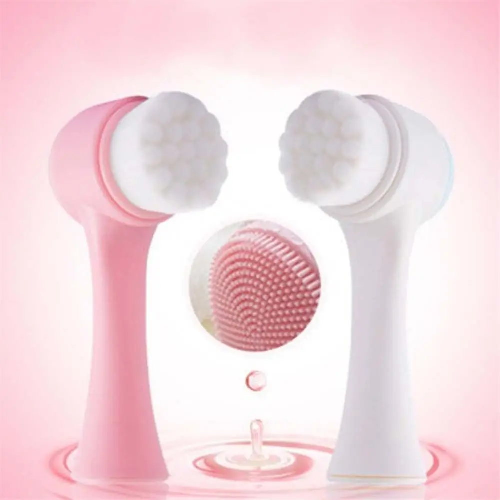 

Soft Hair Silicone Double Face Cleansing Brush Facial Skin Care Tools Deep Cleansing Pore Home Manual Cleansing Brush