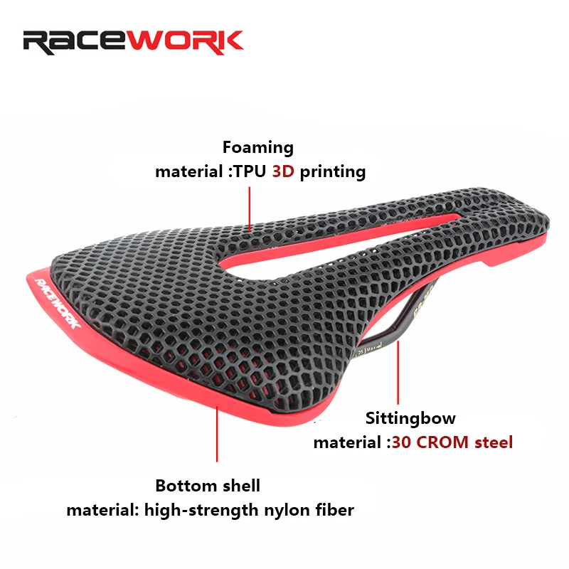 RACEWORK Седло с 3D принтом структура улья полая велосипедное сиденье MTB дорожные