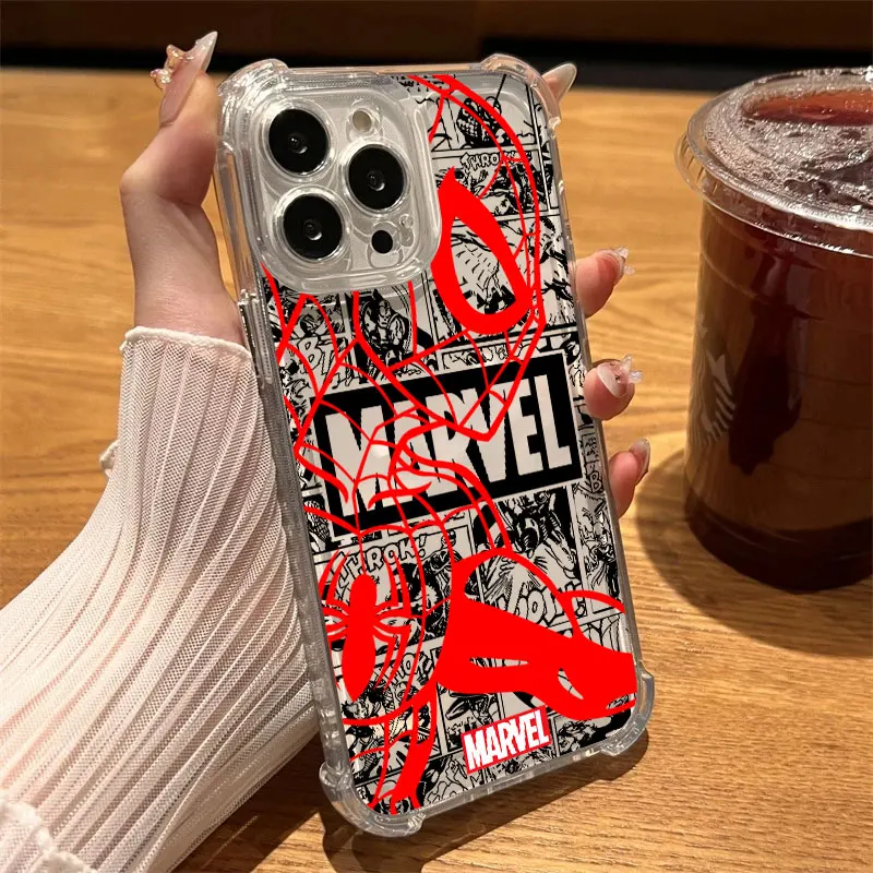 Прозрачный чехол Marvel Spiderman Ironman Avengers для iPhone 17 16 15 14 13 12 11 Pro Max 16e 17e Air 13 15 Plus XS X 7 8 (art.: 3920da178fffd) - 3920da178fffd