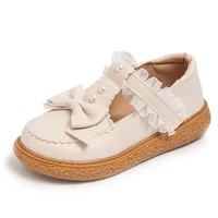 kids leather pearl bowknot princess shoes lace children shoes for girls