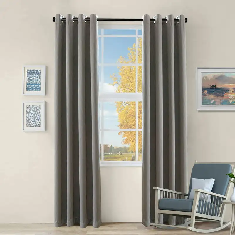 

Luxurious, Stylish Charcoal Grey Blackout Curtain Set - Perfectly Reducing Light and Noises, 2 Panels of 52" x 108" Drape.