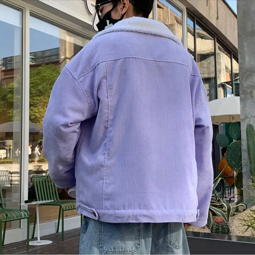 New Men Autumn Winter Thicken Warm slim fit Corduroy Jackets Men's Outwear Hip Hop Coat Male Teen Casual Jacket Colorful S-5XL