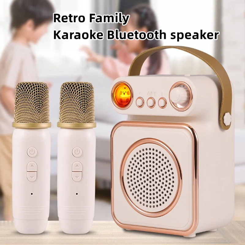 

Caixa De Som Mini Portable Outdoor Karaoke Bluetooth Speaker With Wireless Microphone Card Subwoofer High Volume Children's Gift