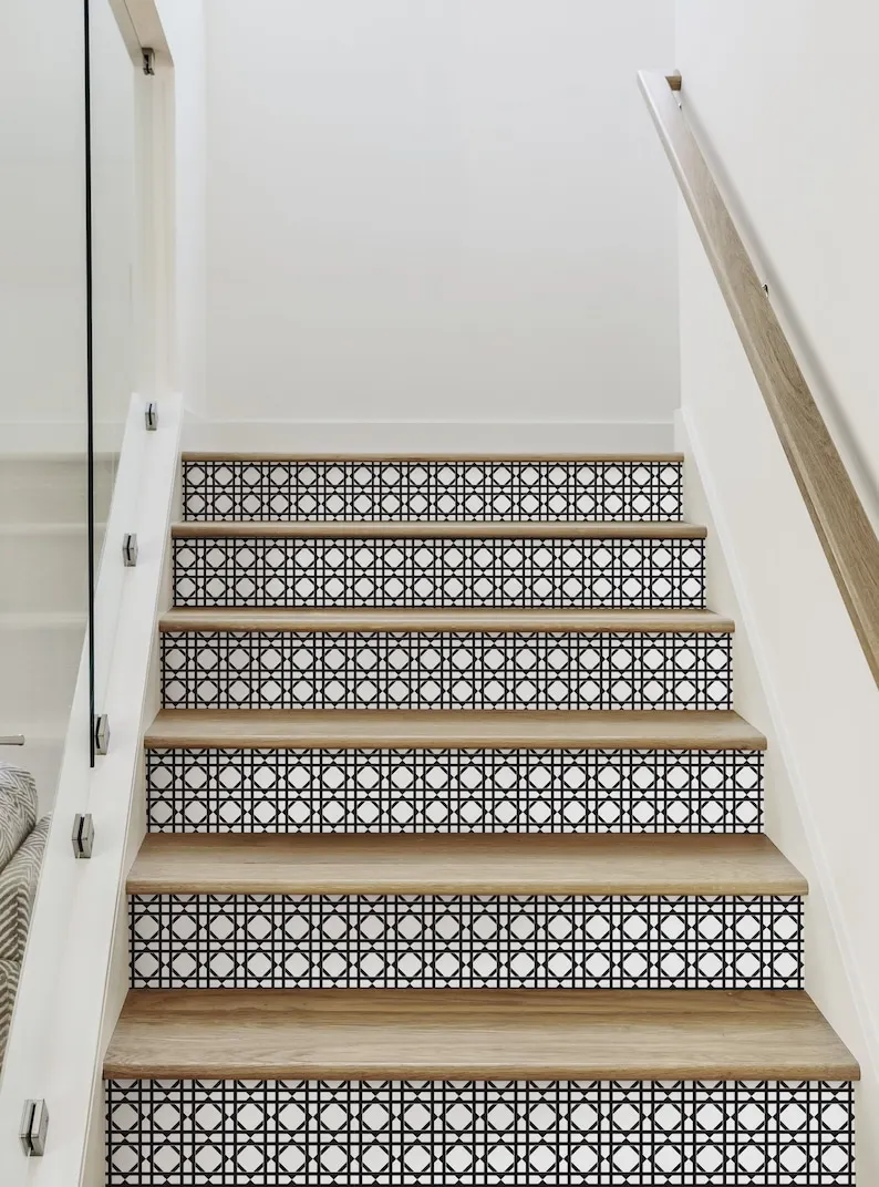 

Geometric, Custom Color, Self Adhesive Fabric Repositionable Stair Riser Strip