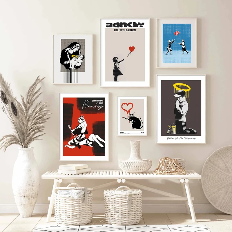 

Banksy Graffiti Print Canvas Painting Street Wall Art Posters and Prints Abstract Pictures Decoration Mural for Home Room Decor