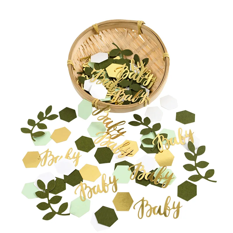 

Birthday Party Flower Confetti Decoration Tabletop Table Throw Props Confetti Leaves Leaf Hexagon Baby Shower DIY Decor Supplies
