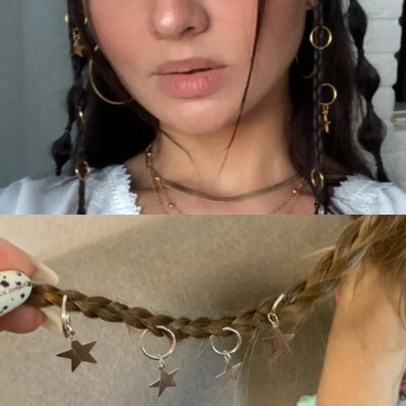 

5pcs Hair Braid Ring Headdress Retro Alloy Cross Small Pendant DIY Hair Styling French Twist Hair Accessories for Women Hair