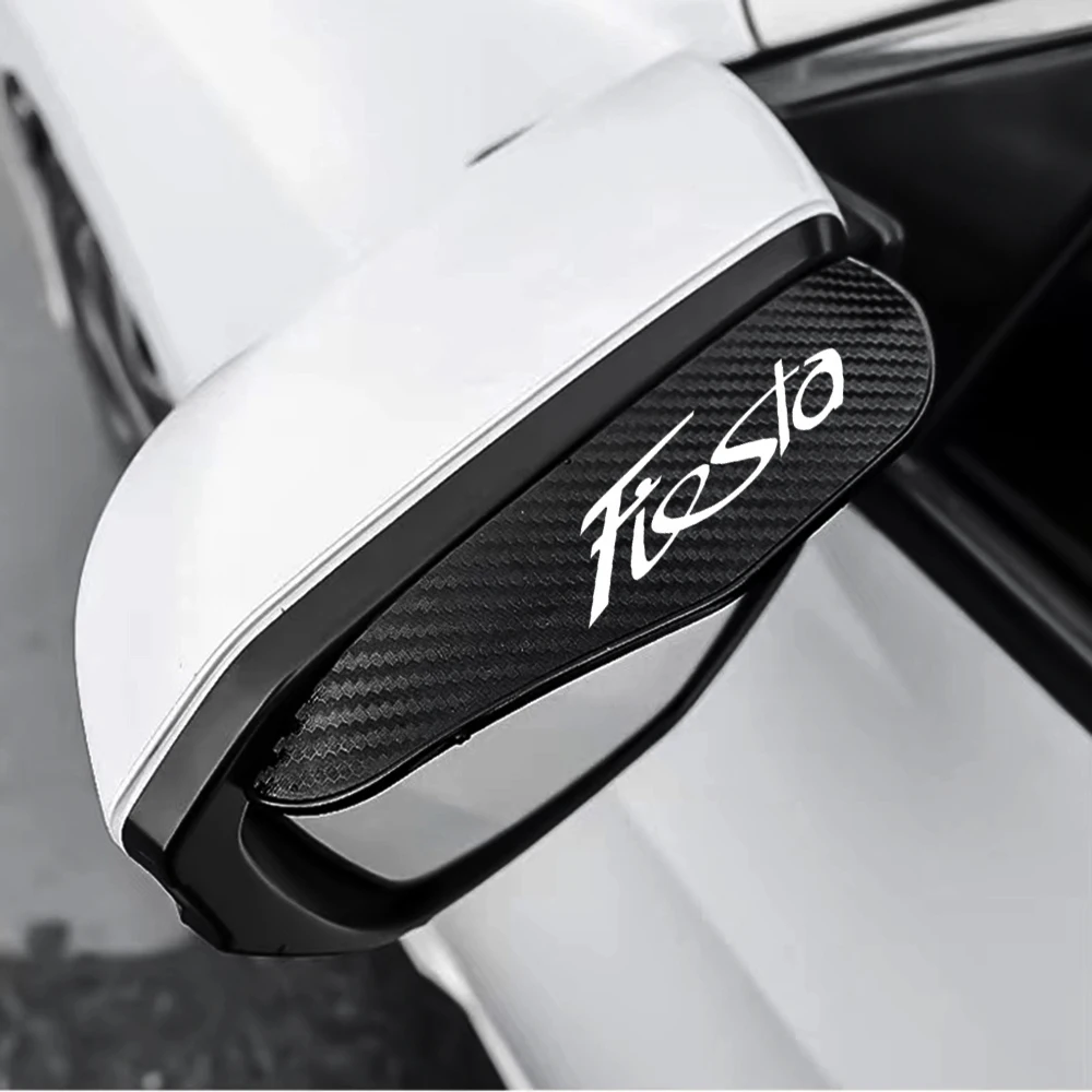 

2xCar Rearview Mirror Rain Eyebrow Accessories Rain Shield Rain Cover Carbon Fiber Rear View Side Mirror for Ford Fiesta
