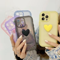 candy color cute love heart clear phone case for iphone 13 pro max 12 11 x xs max xr transparent soft tpu shockproof back cover