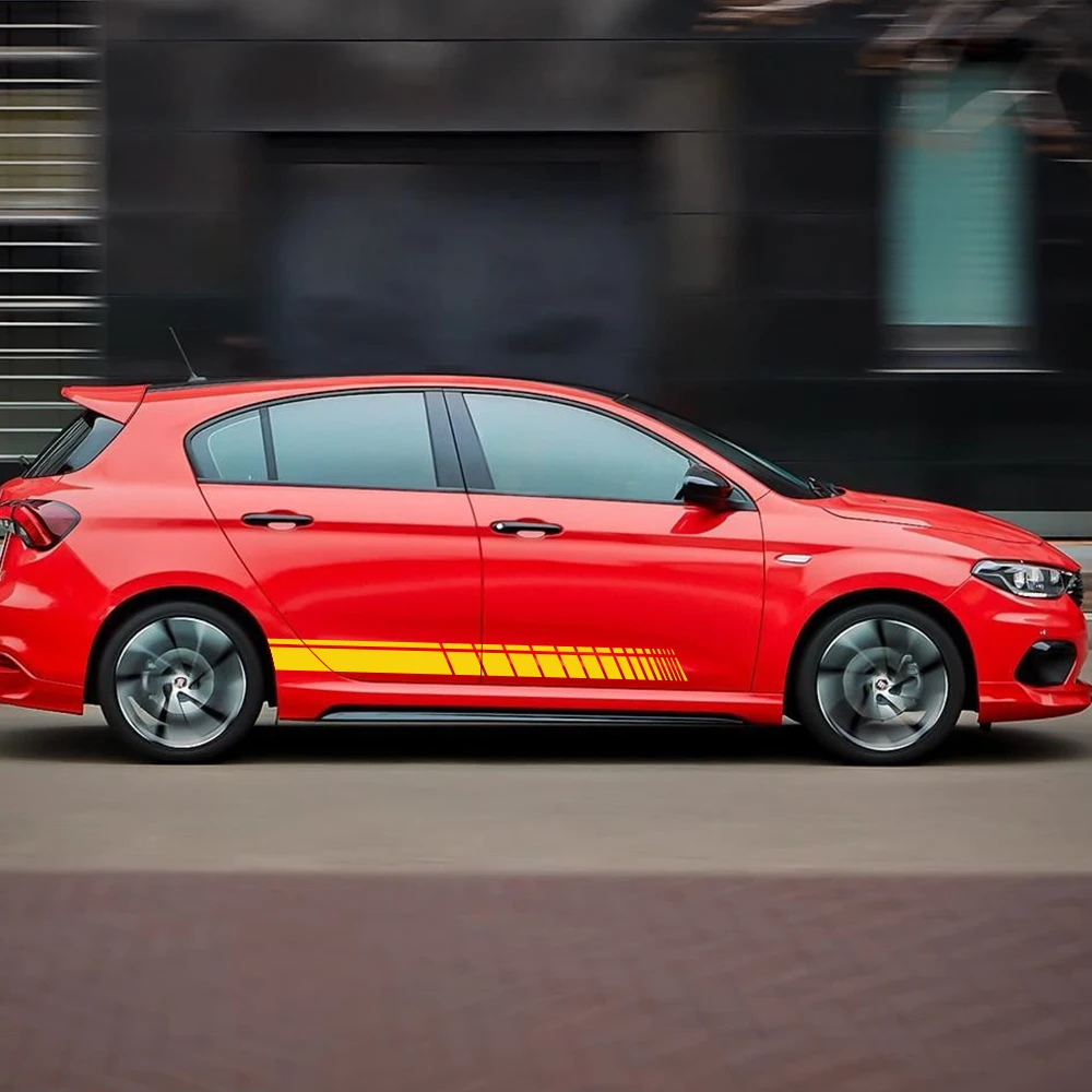 Doordash 2 шт. модные наклейки на боковую юбку автомобиля длинная полоса