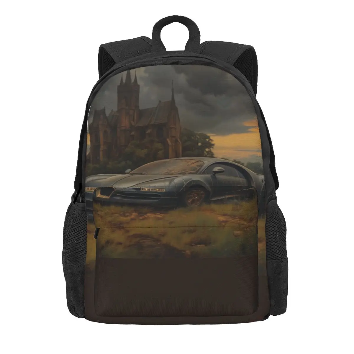 

Спортивный рюкзак с машинкой, мистик, готический, Подростковый, полиэстер, дорожные рюкзаки с принтом, для отдыха, для старшей школы, рюкзак
