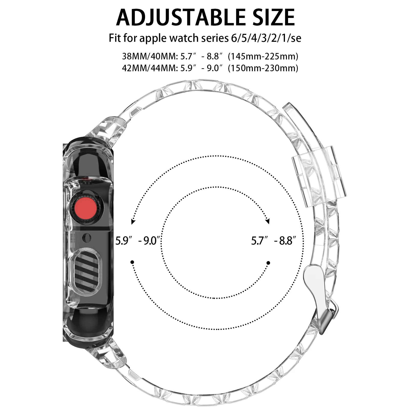 Transparent Silicone Sport Bracelet for Apple Watch 44mm 42mm 40mm 38mm Case+band for IWatch Series SE 6 5 4 3 Watchband Correa