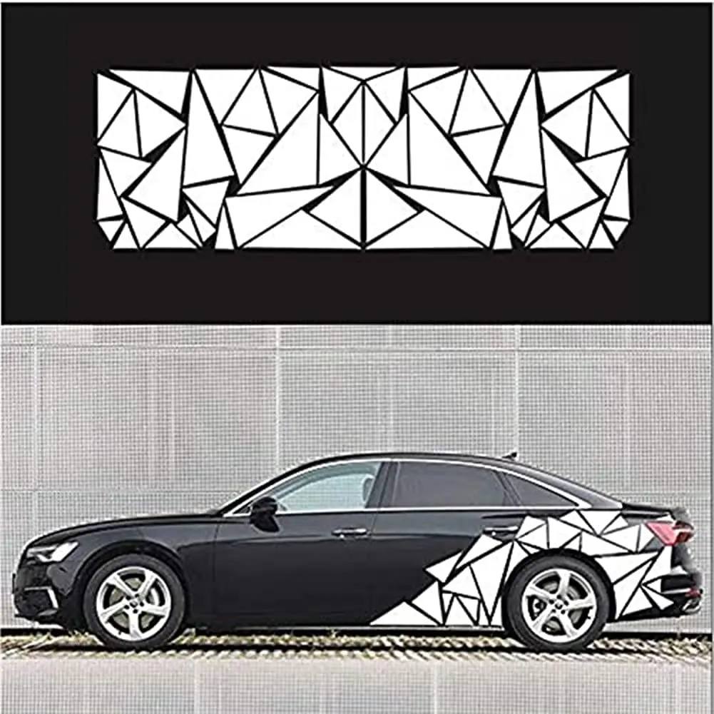 

RoJuicy Unique Triangles Vinyl Car Body Stickers Long Stripe Door Sticker Vinyl Sports Racing Decals Decorative Car Body Decorat