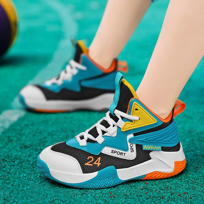2022 New Design High top Basketball Shoes for Kids Boys Outdoor Children's Sports Shoes Professional Teenage Sneakers Basketball