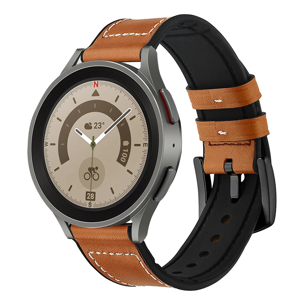 

Ремешок из натуральной кожи и силикона для Samsung Galaxy Watch 4 5 pro 45 мм 44 мм 40 мм, браслет для galaxy Watch 4 classic 46 мм, 20 мм 22 мм