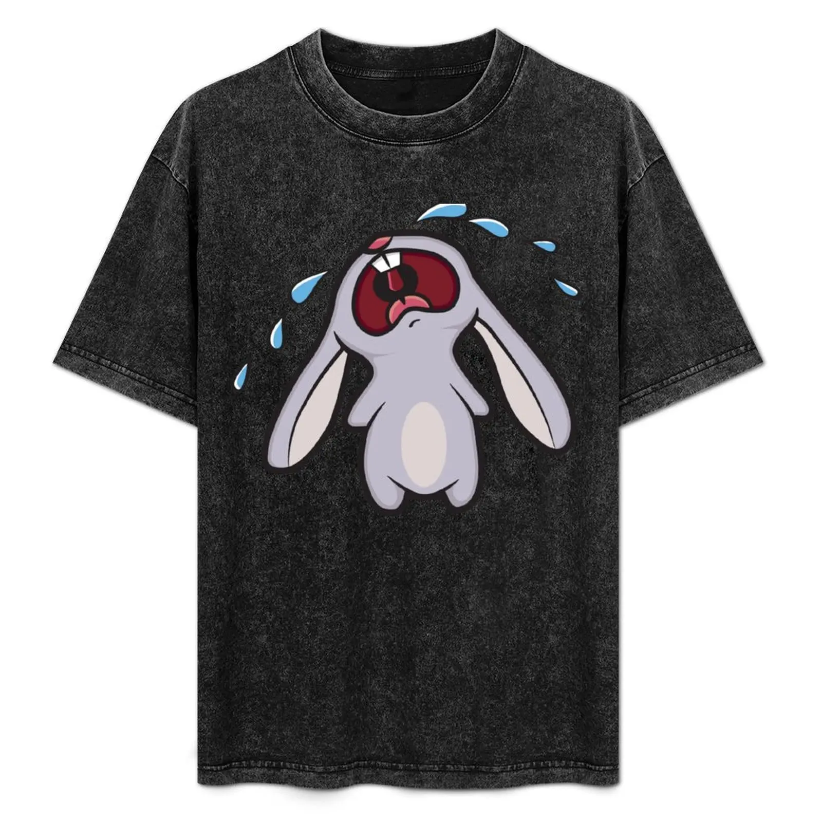 Мужская футболка с принтом грустного плача кролика