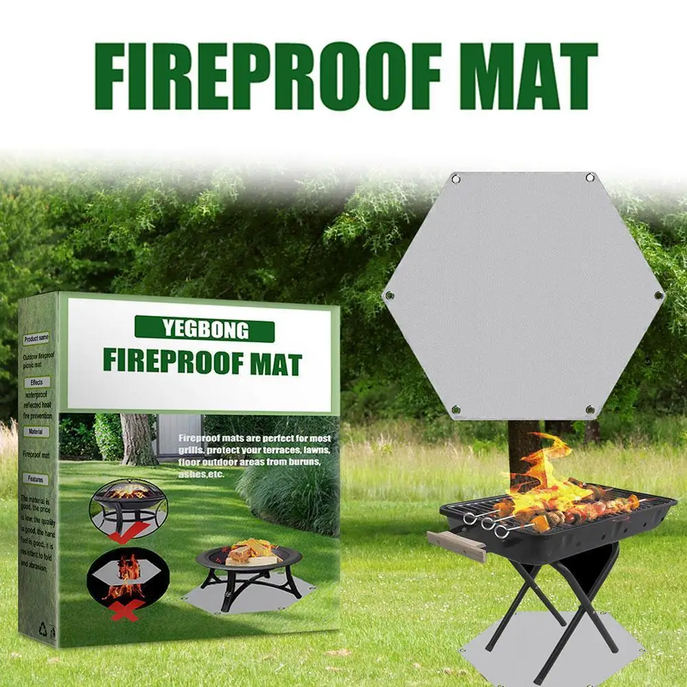 

Barbecue Safety Fire Pit Mat Fireproof Camping Stove Grill Mat Blanket For Ground Patio Deck Lawn Campsite Fiberglass Ember Mat