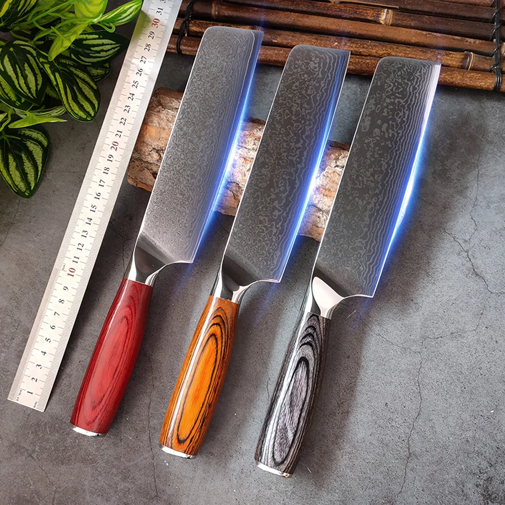 

Высококачественный дамасский кухонный нож, 67 слоев, стальной шеф-повар, универсальный нож мясника, композитный нож с деревянной ручкой, нож мясника для резки мяса