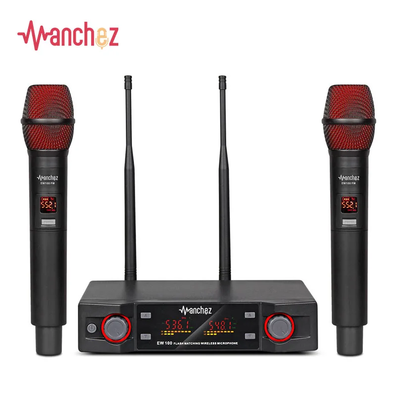 

Manchez EW100 Professional 2-channel UHF perfect home karaoke system wireless microphone, transmission distance 80M