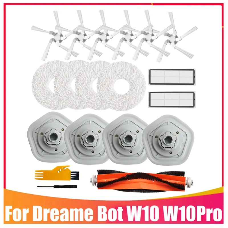 

Набор аксессуаров для робота-пылесоса Dreame W10/W10 Pro, моющаяся НЕРА-фильтр для швабры, основная и боковая щетки, 19 шт.