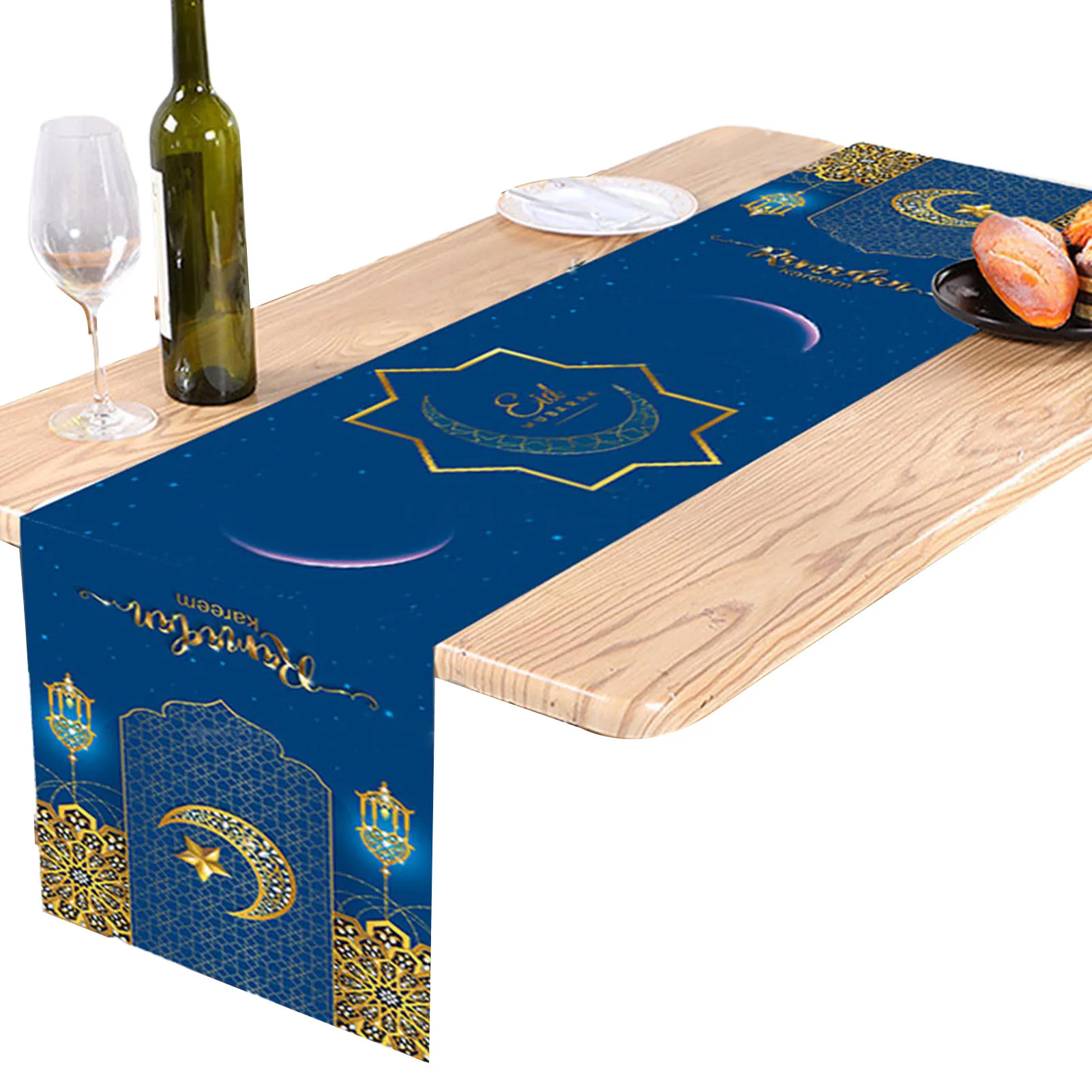 

Eid Mubarak Table Runner Moon Table Runner Islamic Eid Festival Celebration Table Decoration Ramadan Eid Mubarak Decorations For