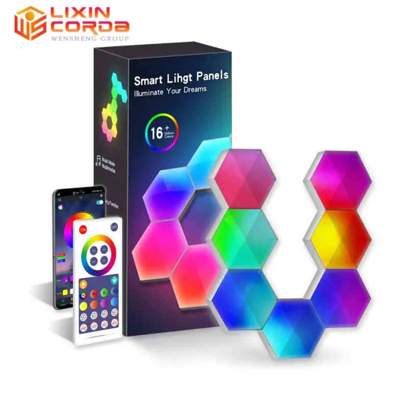 

RGBIC LED Smart Night Light Hexagonal Honeycomb Shape Lamp Modular Creative Decoration Wall Lamp For Living Room Wall Back