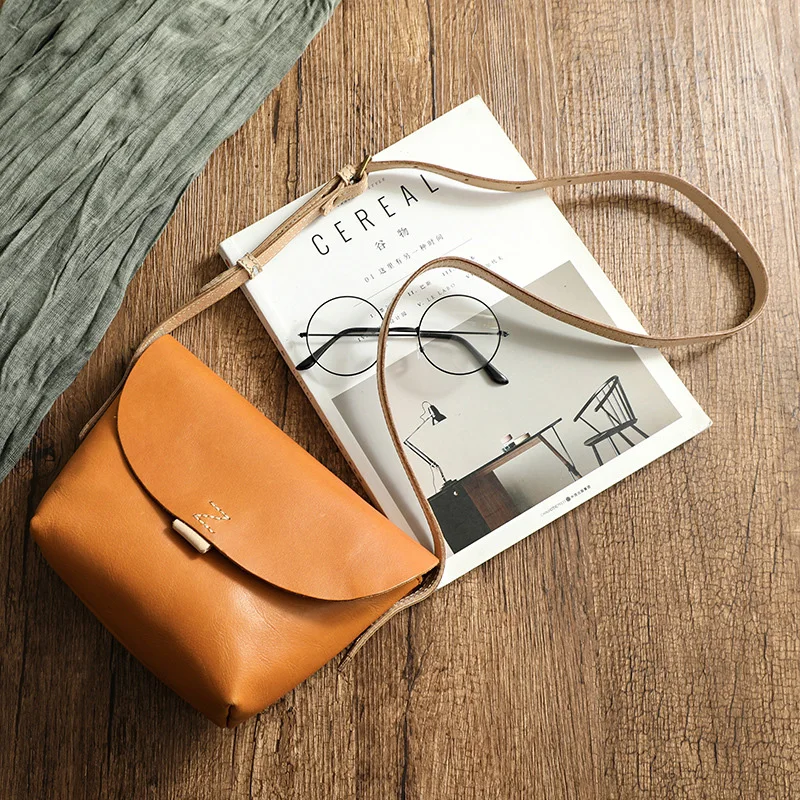 

AETOO Artistic style cowhide bag for women vegetated tanned bag for women handmade small bag tree paste leather retro shoulder