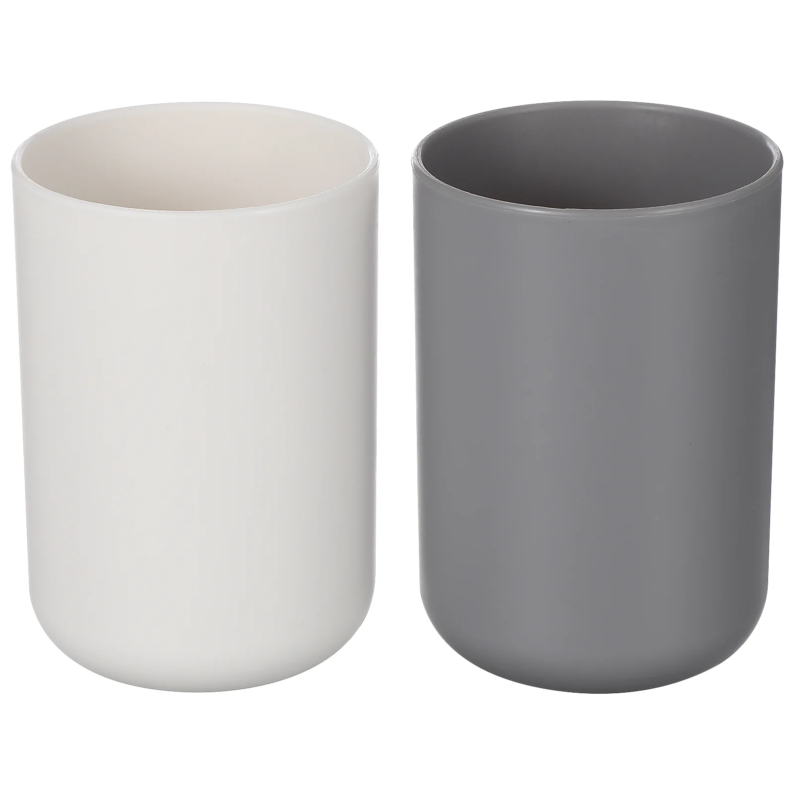 

2pcs Holder Bathroom Cups Brushing Tumbler Reusable Bathroom Drinking Cup Rinsing Cup for Home ( White and Grey )