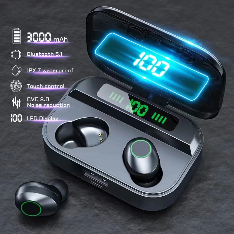 

New In-ear Earphones Bluetooth Wireless Earbud Earplugs Sport Waterproof Headphones 9D Stereo Hifi Gaming Headset Free Shipping