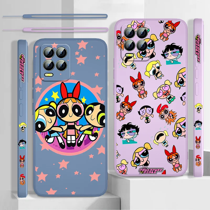 

Powerpuff Girls Phone Case For OPPO Realme C2 C11 5 5i 6 6i 6S 7i 8 8i 9 9i Pro Puls Liquid Left Rope Funda Cover