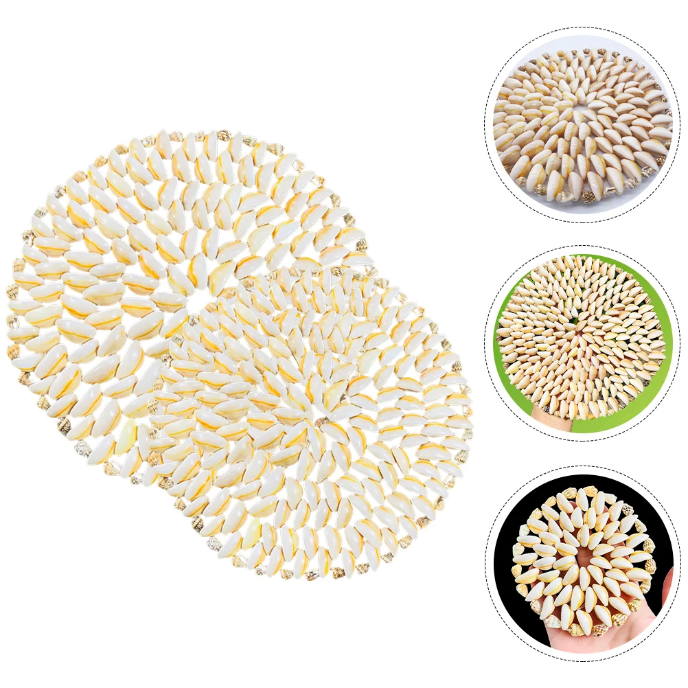

Natural Placemats Coaster Shell Table Round Beach Crafts Decor Kitchencoasters Mediterranean Wedding Seashells Decoration Pad