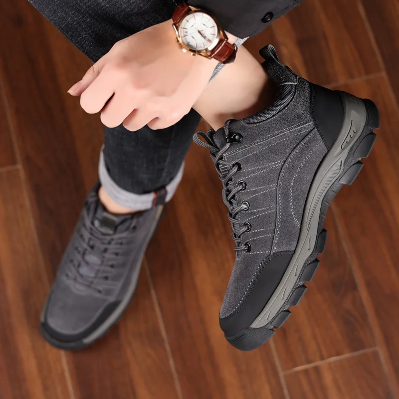 Мужские походные кроссовки из коровьей замши ботинки с подкладкой рабочая обувь