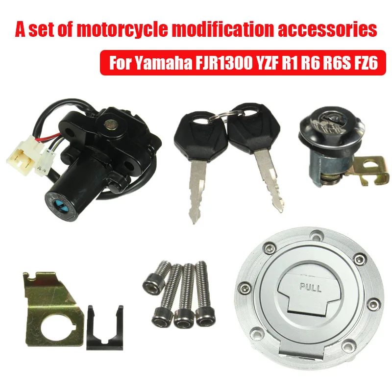 

Motorcycle Ignition Switch Lock Fuel Gas Cap Key Set For Yamaha FJR1300 2001-2005 YZF R1 2007-2011 R6 2004 2006-2011 R6S FZ6