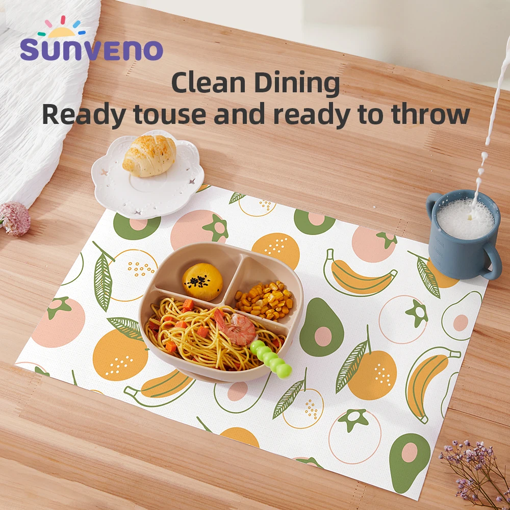Sunveno Disposable Stick-on Placemats 20/40 Pack for Baby & 