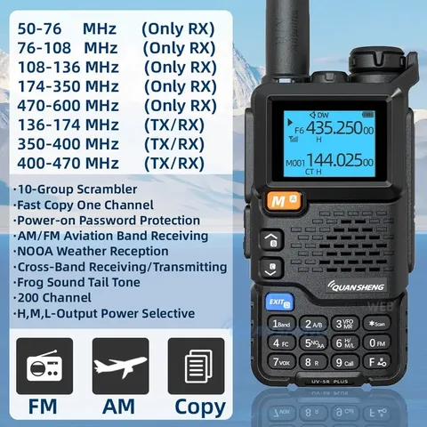 Quansheng UV 5R Plus Walkie Talkie Портативный Am Fm двусторонний радиокоммутатор VHF Station K5 Приемник Ham Беспроводной комплект дальнего действия
