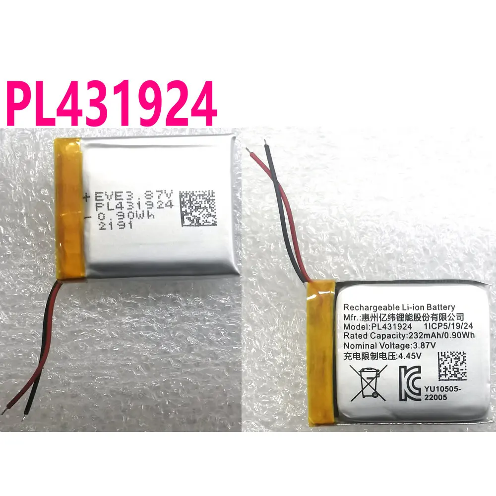 

3.87V 232mah Brand New Origina PL431924 Replacement SmartWatch Battery