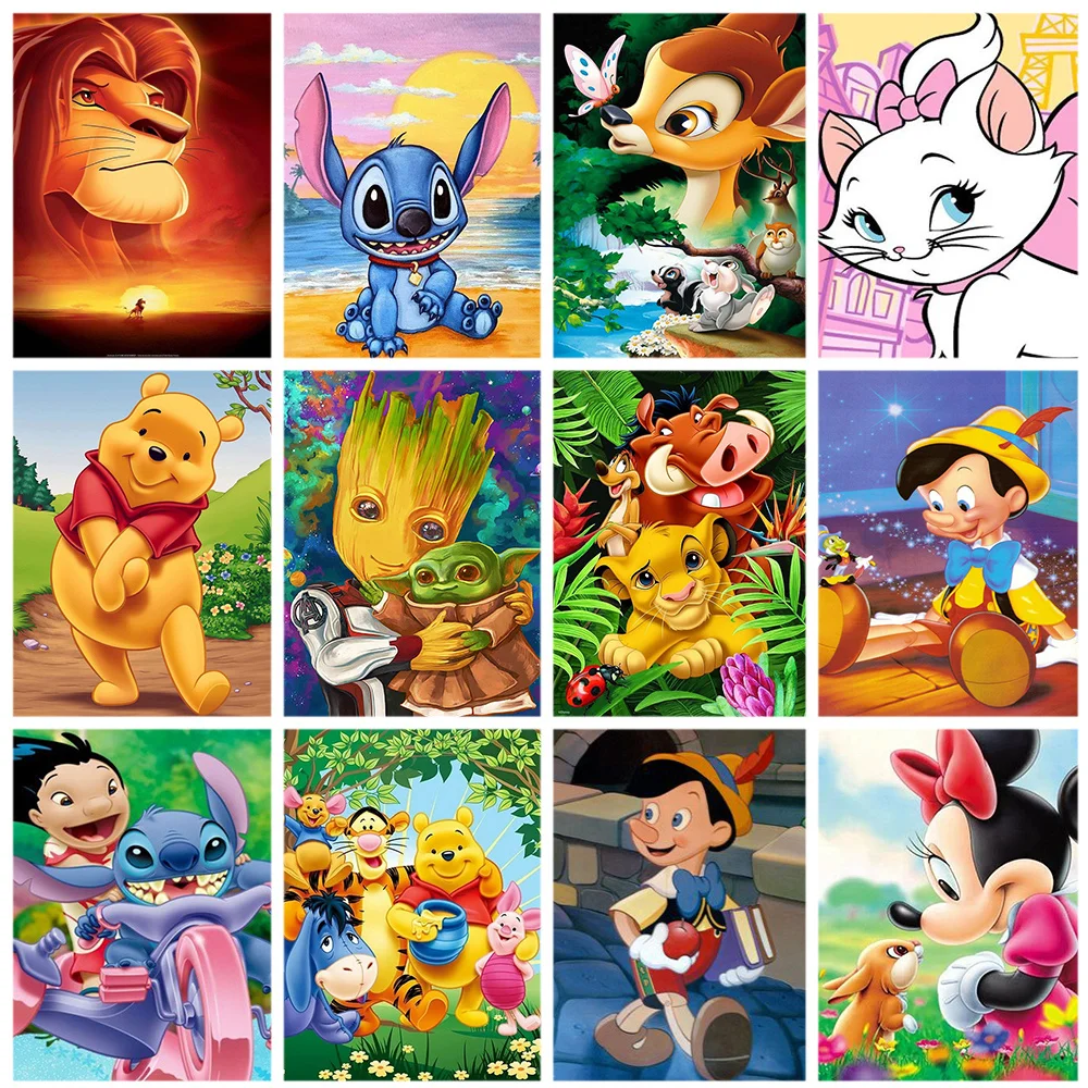 

Disney 5D DIY Diamond Mosaic Cartoon Animals Full Diamond Painting Groot Embroidery The Lion King Rhinestone Home Decoration