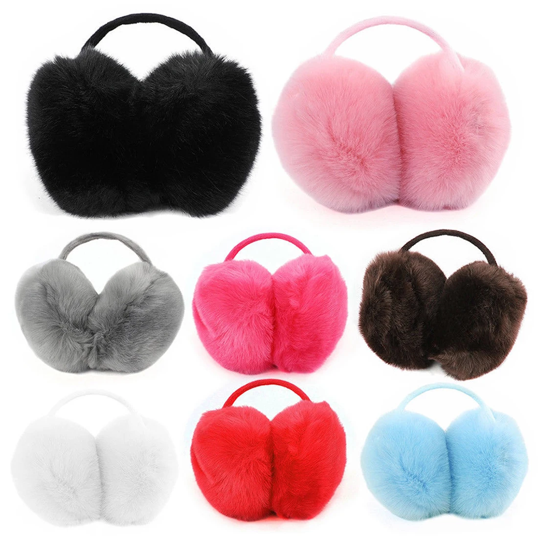 

Winter Adult Children Earmuff Solid Color Ear Warmer Classic Ear Cover Plush Fuzzy Faux Fur Warm Big Earmuffs Headband