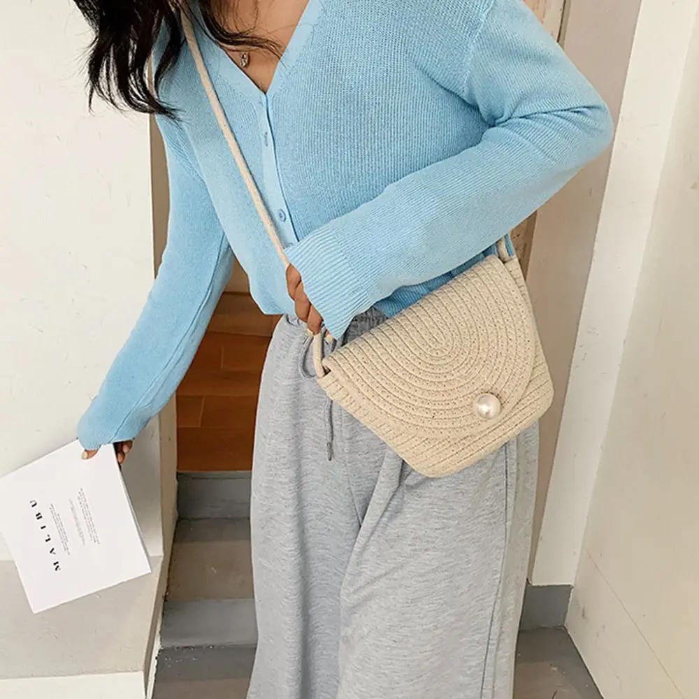 

Shoulder Bag All-match Handbag Woven Beach Bag Korean Style Bag Women Dumpling Bag Crossbody Bags Shell Straw Bag