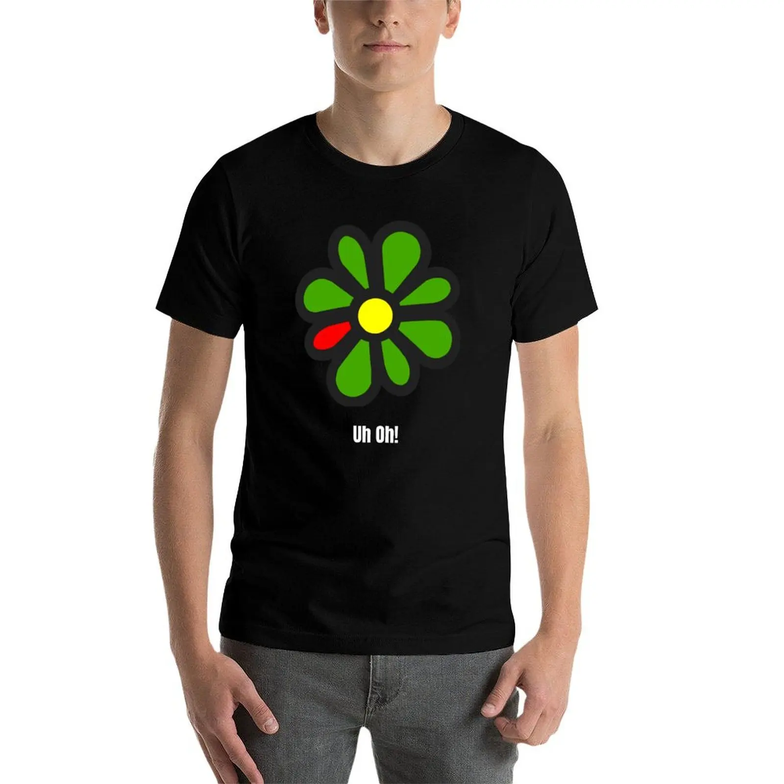 Фото ICQ Ой! Футболки с забавными принтами, футболки с темным юмором, хлопковые футболки высокого качества для мужчин, забавные хлопковые футболки. №3
