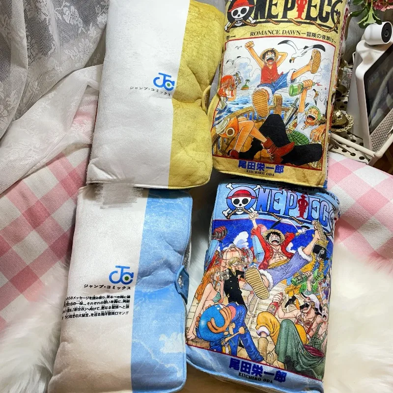 Фото Мягкая плюшевая подушка-книга по манге One Piece с принтом обложки и внутренних страниц с Луффи, подарок для фанатов аниме, декор для комнаты №4
