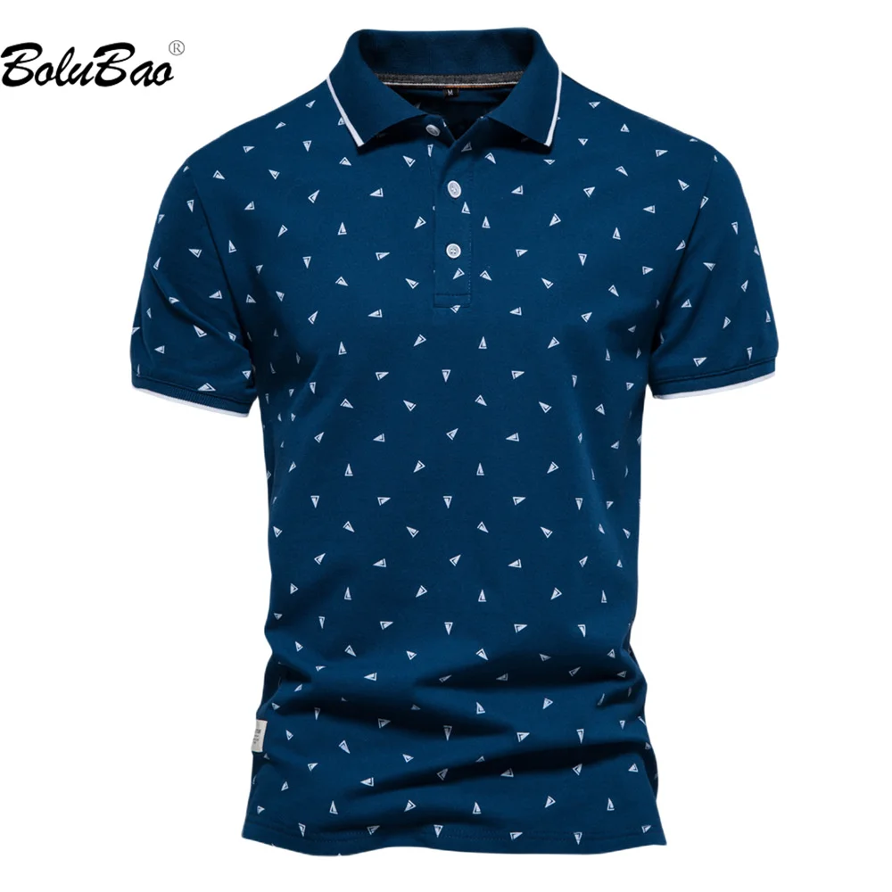 

BOLUBAO 2023 Outdoor Casual Polo Shirt For Men Printed Polka Dot Collar Buckle Short Sleeve High Quality Polo Shirt For Men
