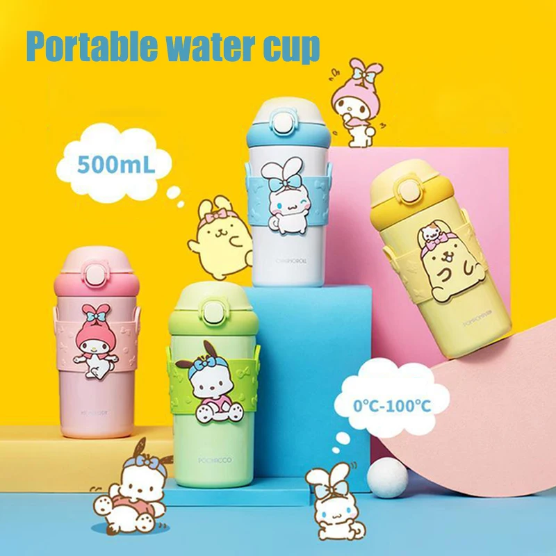 

Kawaii Sanrio аниме соломенная чашка Милая помапурин Kuromi Cinnamoroll мультяшная портативная маленькая чашка для путешествий оригинальный детский подарок