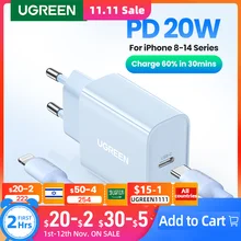 RU Special Sale-UGREEN PD Charger 20W QC4.0 QC3.0 USB Type C Fast Charger for iPhone 14 13 12 Xs  8 Xiaomi Phone PD Charger