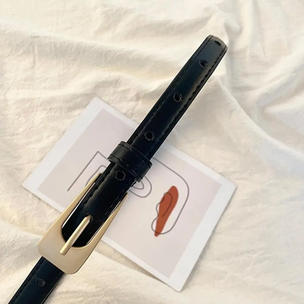 

Faux Leather Jeans Waistband Adjustable Faux Leather Waistband Belts with Multi-hole Design for Retro Streetwear Shorts Jeans A